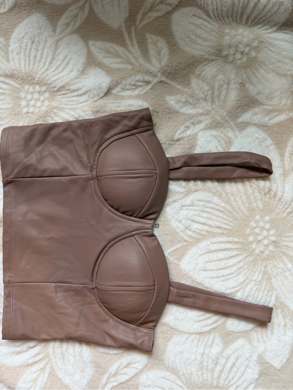 Shinestar Brown Faux Leather Crop Top
